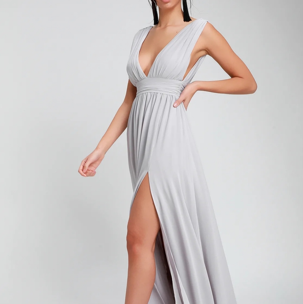Lulu's Bridesmaid Dress Heavenly Hues Light Grey L